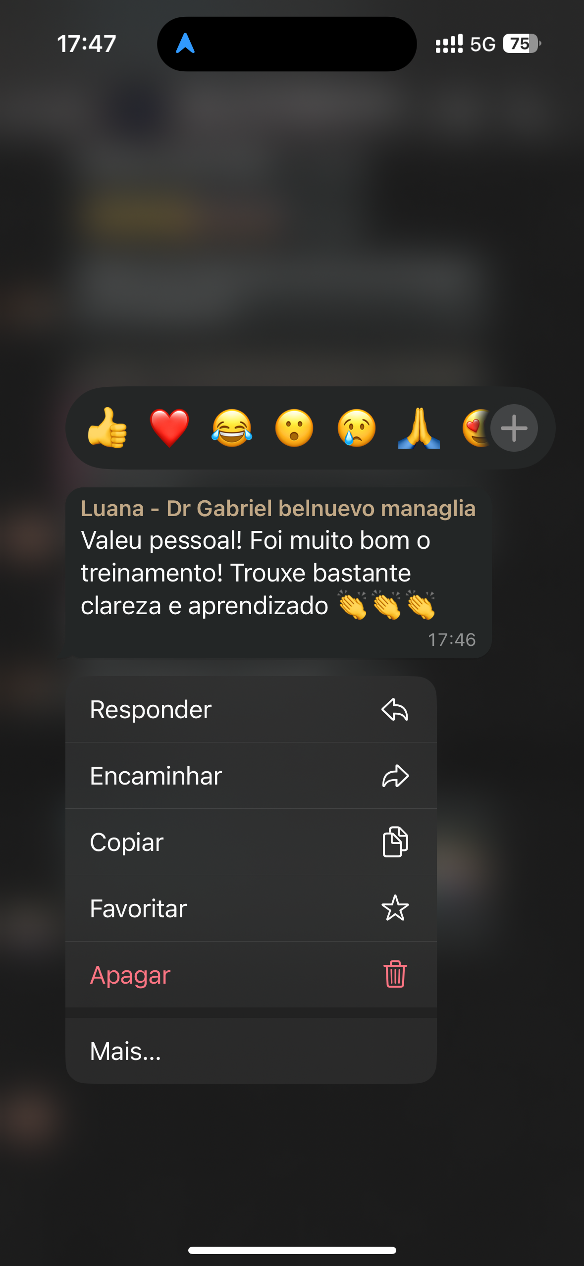 Mensagem de cliente no WhatsApp