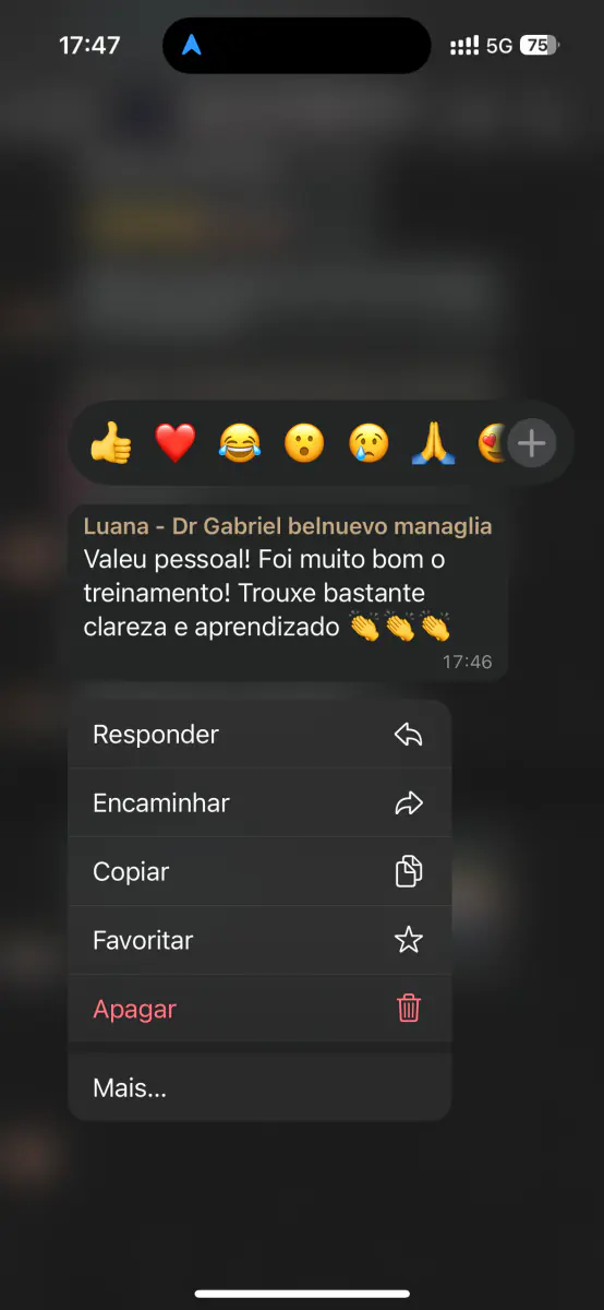 Mensagem de cliente no WhatsApp