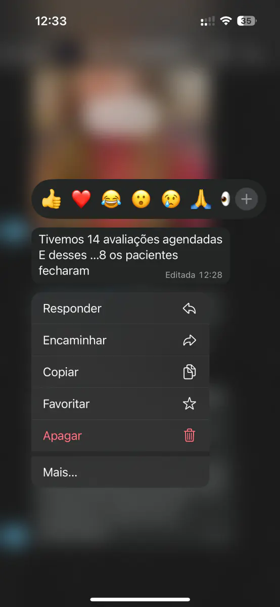 Mensagem de cliente no WhatsApp